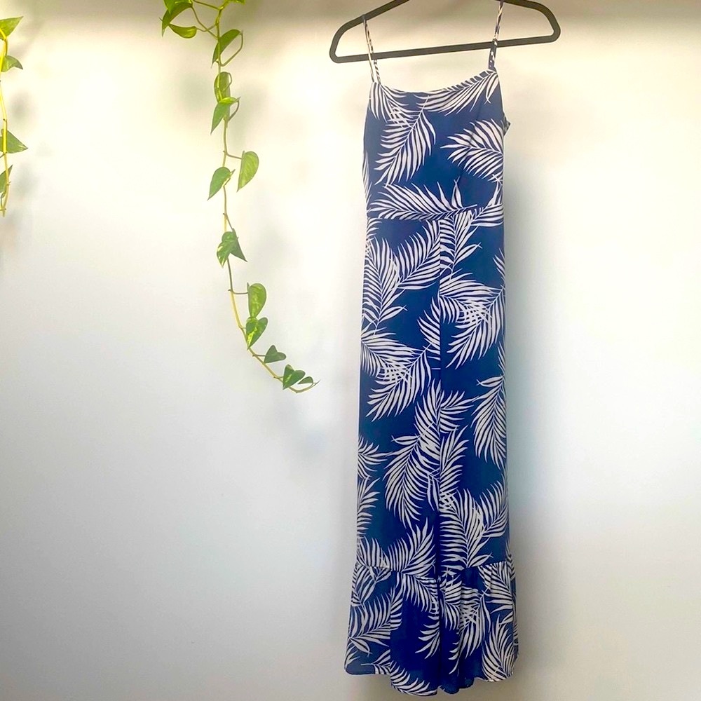 Blue and White Palm Jumper/Romper